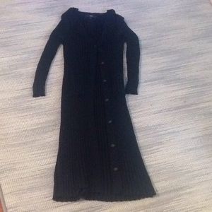 Black, floor length cardigan